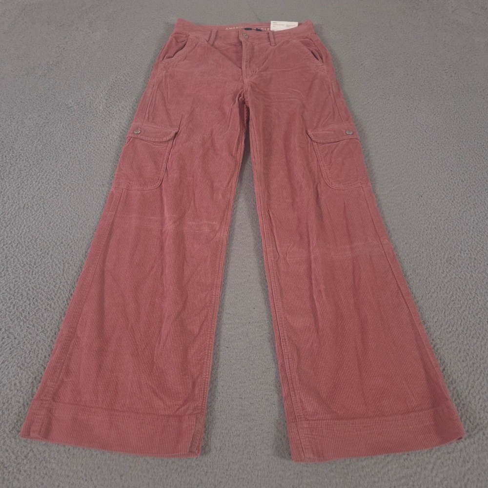 American Eagle Pants Womens 6 Super High-Rise Baggy Wide Corduroy Cargo NEW $60